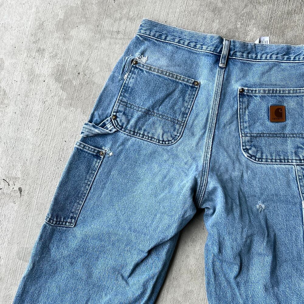 Carhartt denim blue jeans double knee work wear carpenter pants - Picture 6 of 14